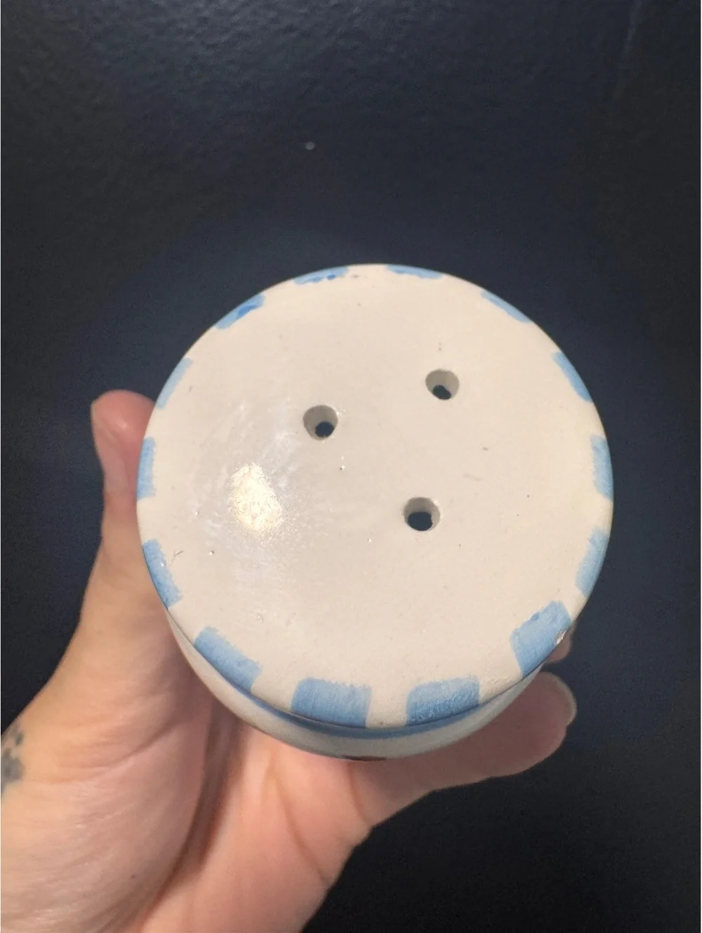 Hand-Painted Ceramic Napkin Holder and Salt & Pepper Shakers with Fruit Motif